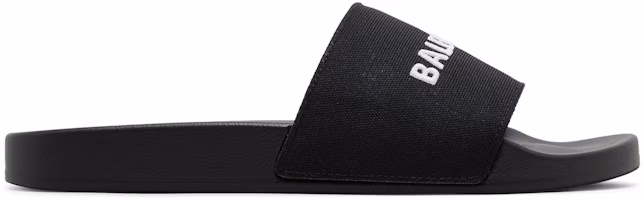 Balenciaga Logo Embroidered Pool Slides 'Black White' 695557-W1S9C-1090 Balenciaga Logo Embroidered Pool Slides 'Black White' 695557-W1S9C-1090