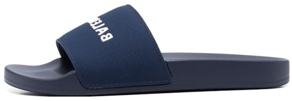 Balenciaga Logo Embroidered Pool Slides 'Navy' 695557-W1S9C-4590 Balenciaga Logo Embroidered Pool Slides 'Navy' 695557-W1S9C-4590