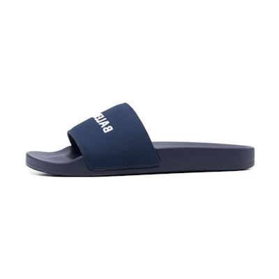 Balenciaga Logo Embroidered Pool Slides 'Navy'