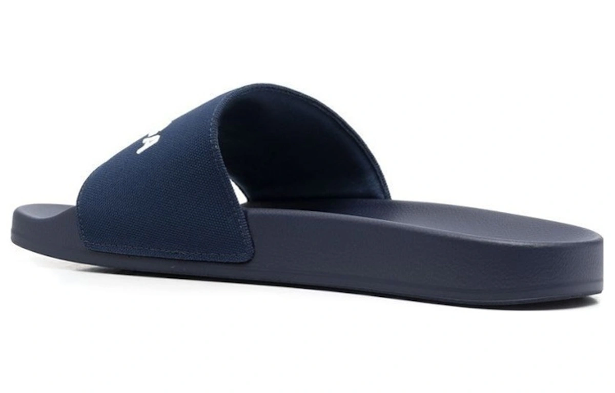 Balenciaga Logo Embroidered Pool Slides 'Navy'