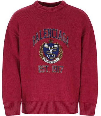 Balenciaga Logo Embroidered Red Crewneck Pullover Sweater 675267T32176164 Buy Balenciaga Logo Embroidered Red Crewneck Pullover Sweater 675267T32176164