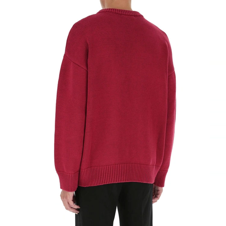 Shop Balenciaga Logo Embroidered Red Crewneck Pullover Sweater 675267T32176164