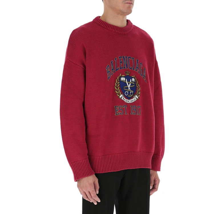 Purchase Balenciaga Logo Embroidered Red Crewneck Pullover Sweater 675267T32176164