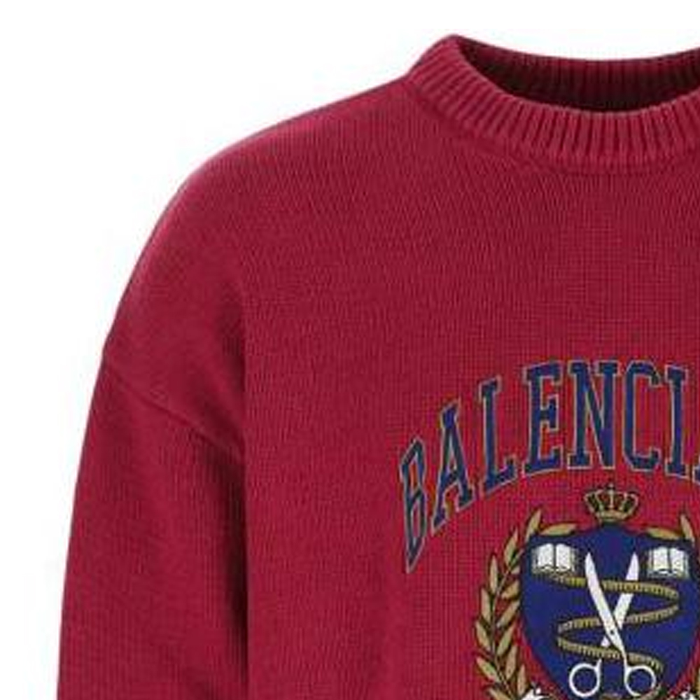 Sizing Balenciaga Logo Embroidered Red Crewneck Pullover Sweater 675267T32176164