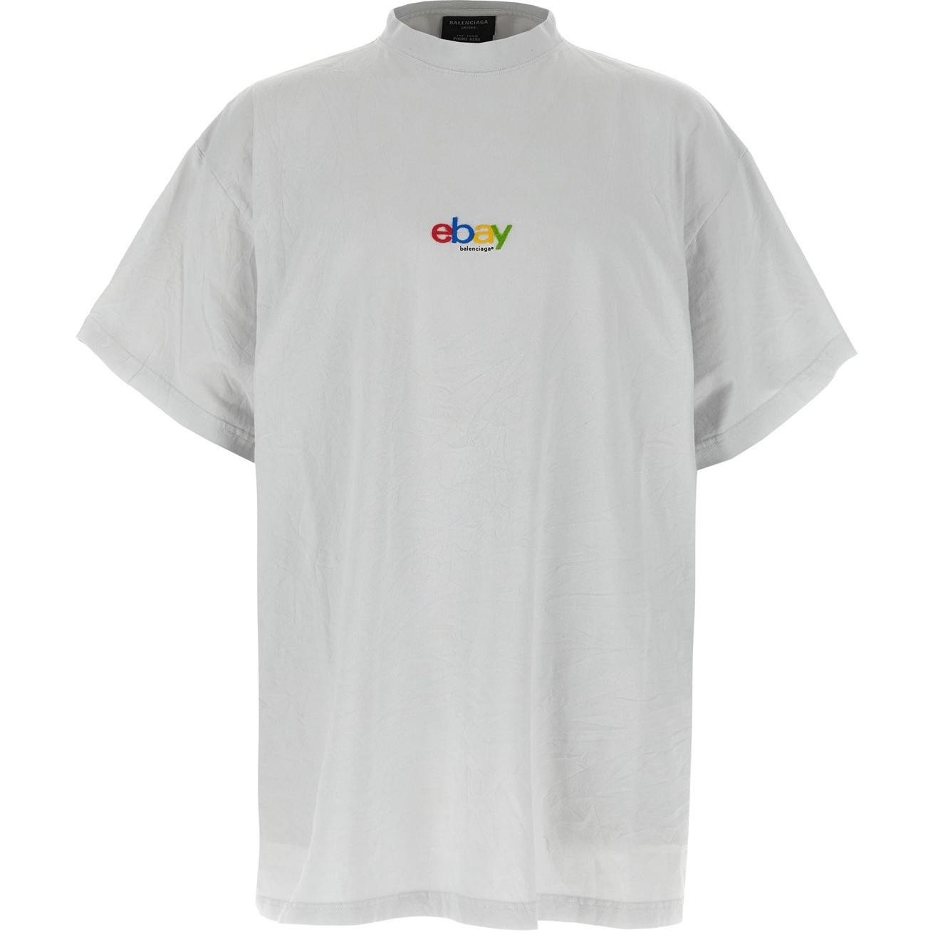 Balenciaga Logo Embroidered Unisex Loose Fit Crewneck T-Shirt Grey. 787349TRVE89012