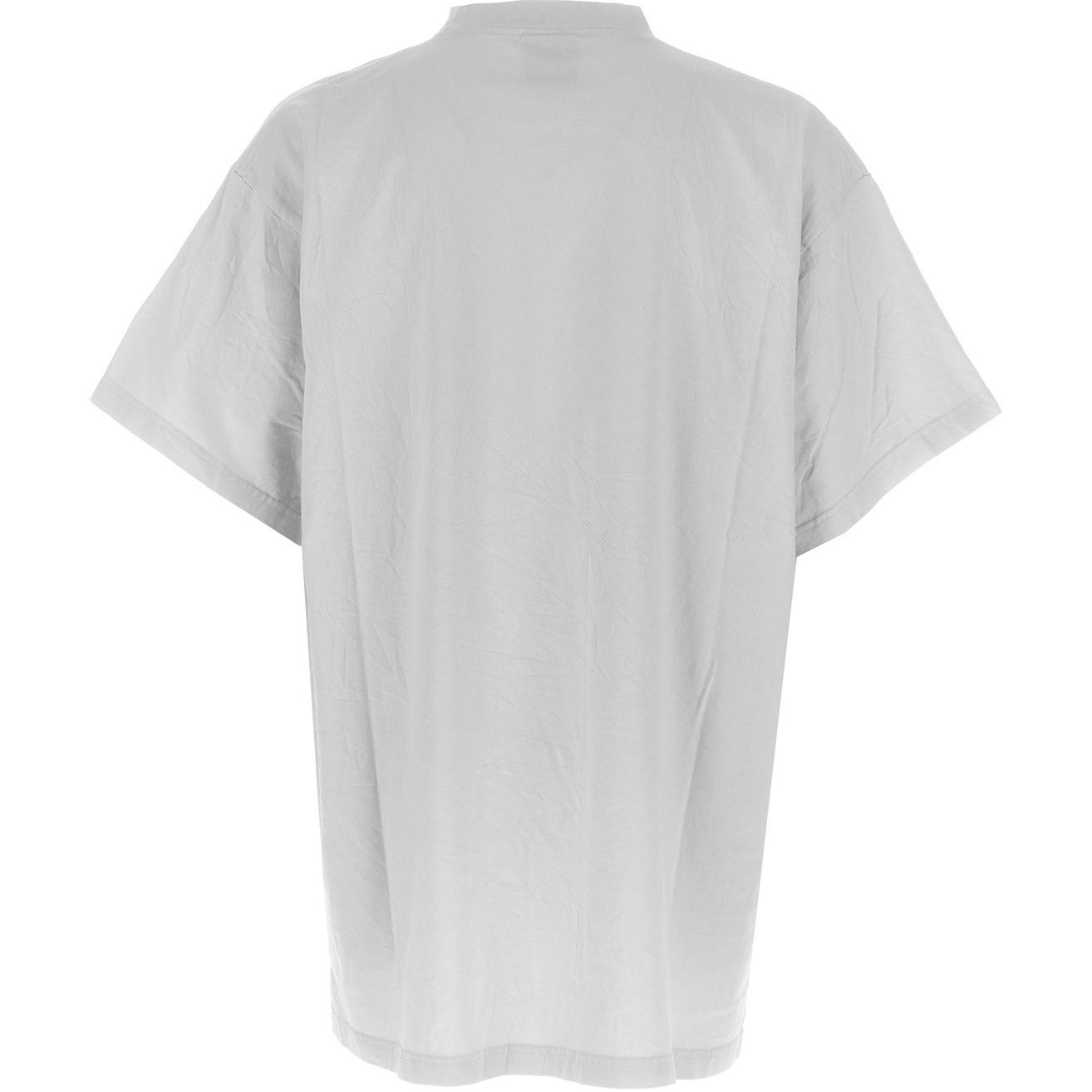 Lookbook 발렌시아가 로고 자수 유니섹스 루즈핏 크루넥 티셔츠 그레이. 787349TRVE89012