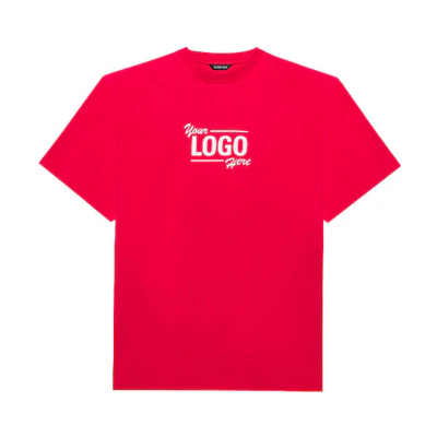 Balenciaga Logo Here Flatground T-Shirt 'Raspberry/White'
