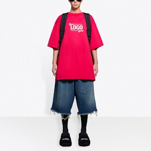 발렌시아가 로고 플랫그라운드 티셔츠 (라즈베리/화이트) 651795 TKV81 6295 Details for 발렌시아가 로고 플랫그라운드 티셔츠 (라즈베리/화이트) 651795 TKV81 6295