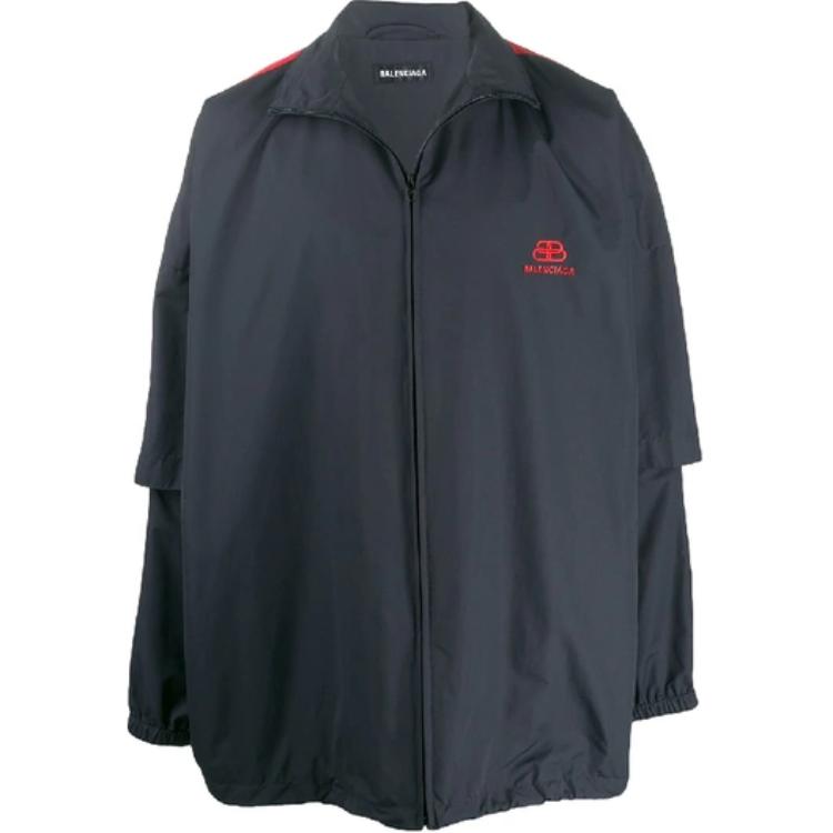 Balenciaga Logo High Collar Zip-Up Jacket Regular Fit Black 602278TG0114100