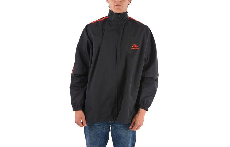 Balenciaga Logo High Collar Zip-Up Jacket Regular Fit Black 602278TG0114100 圖 2