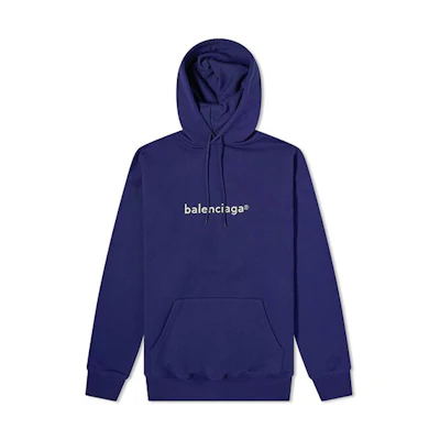 Balenciaga Logo Hoodie Navy Blue 570811TIV555400