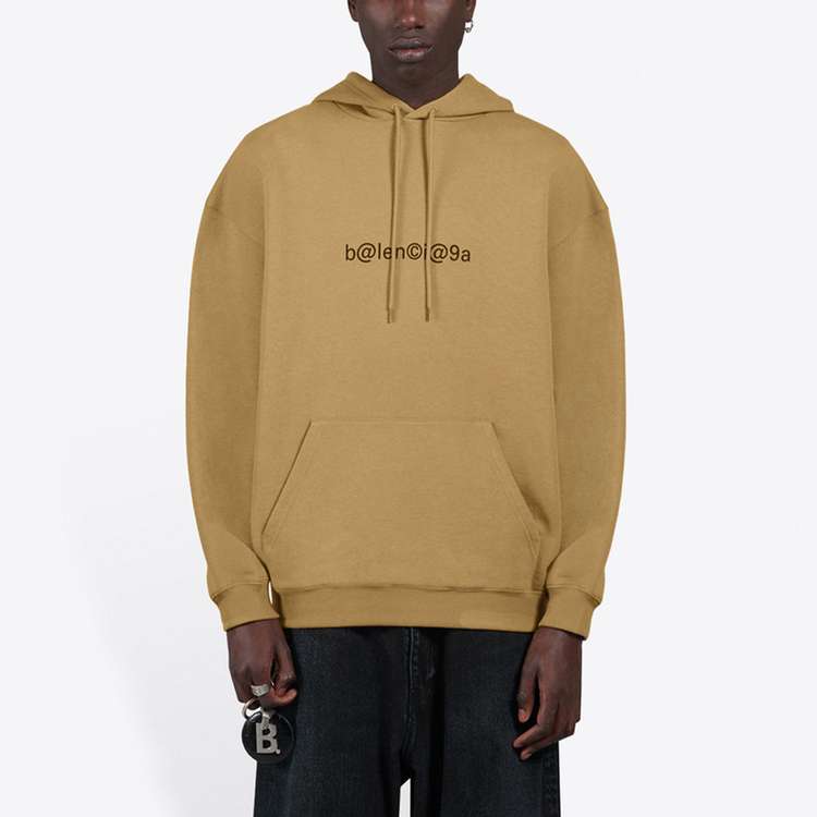 Shop Balenciaga 標誌連帽衫 男女通用 寬鬆版型 卡其色 570811TIV519605