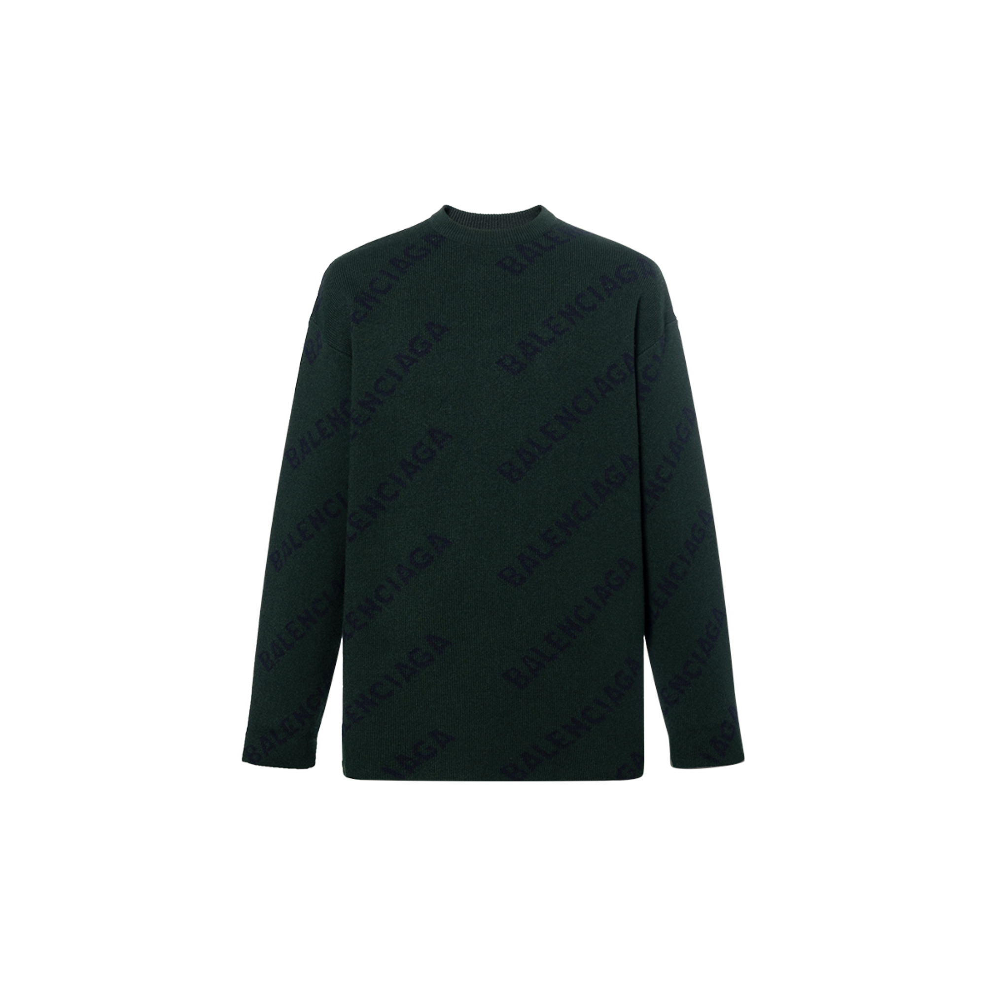 Balenciaga Logo Intarsia Wool Sweater Green. 657400T15673050