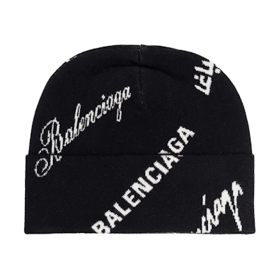 Balenciaga Logo Knit Beanie Unisex Black 724700T16651070