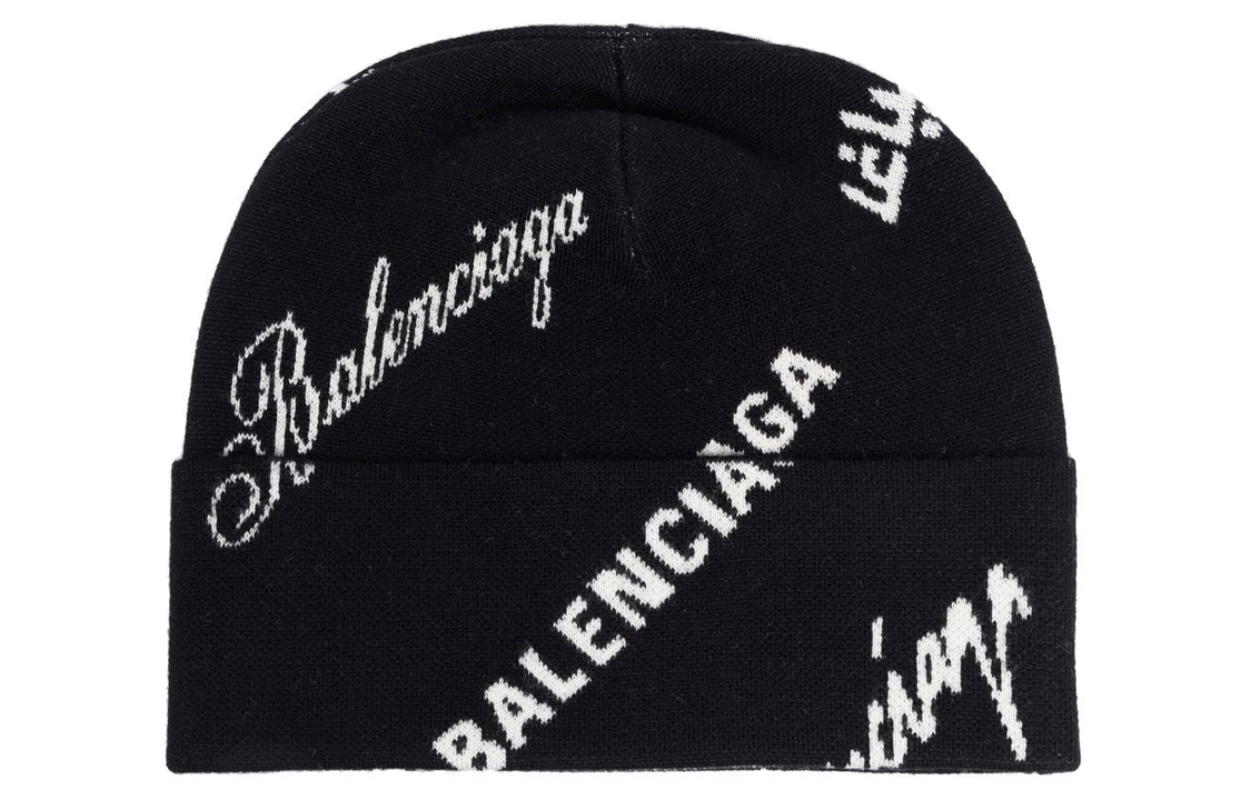 Balenciaga Logo Knit Beanie Unisex Black 724700T16651070 圖 2