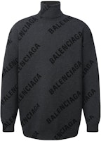 Balenciaga Logo Letter Intarsia Turtleneck Sweater Regular Fit Grey . 641760T31781262 Balenciaga Logo Letter Intarsia Turtleneck Sweater Regular Fit Grey . 641760T31781262