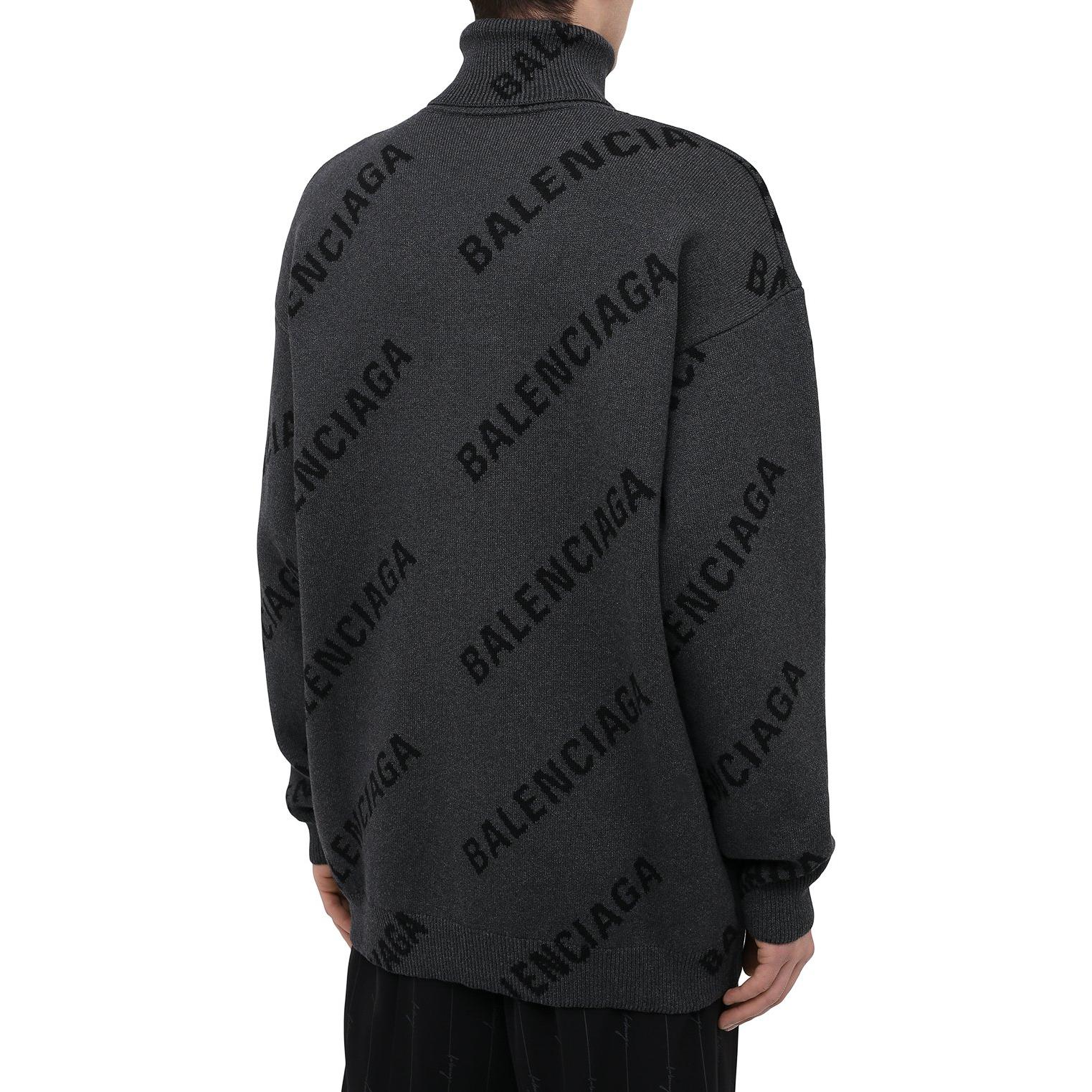 Shop Balenciaga Logo Letter Intarsia Turtleneck Sweater Regular Fit Kelabu. 641760T31781262