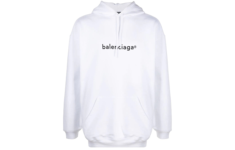 Balenciaga Logo Letter Print Hoodie White Loose Fit Sweatshirt. 570811TIV559040