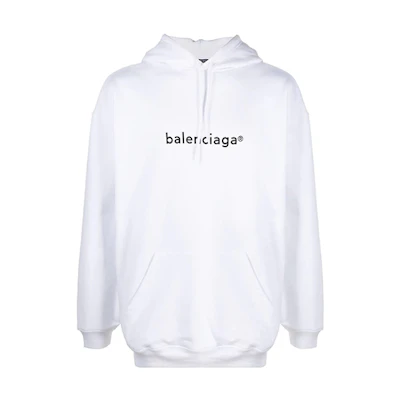 Balenciaga Logo Letter Print Hoodie White Loose Fit Sweatshirt. 570811TIV559040