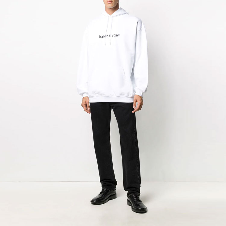 Balenciaga Logo Letter Print Hoodie White Loose Fit Sweatshirt. 570811TIV559040 圖 3