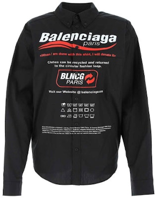 Balenciaga Kemeja Lengan Panjang Monogram Logo Unisex Hitam. 664626TEM161000 Buy Balenciaga Kemeja Lengan Panjang Monogram Logo Unisex Hitam. 664626TEM161000