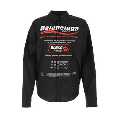 Balenciaga Logo Monogram Print Long Sleeve Shirt Unisex Black. 664626TEM161000
