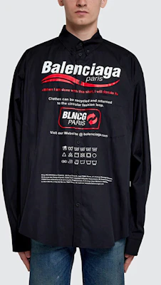 발렌시아가 로고 모노그램 프린트 긴팔 셔츠 유니섹스 블랙. 664626TEM161000 Shop 발렌시아가 로고 모노그램 프린트 긴팔 셔츠 유니섹스 블랙. 664626TEM161000