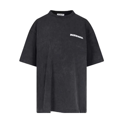 Balenciaga Logo Oversized Black T-Shirt Unisex Casual Couple Style. 641655TLVB39034