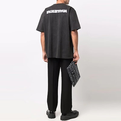 Balenciaga Logo Oversized Black T-Shirt Unisex Casual Couple Style. 641655TLVB39034 Sizing Balenciaga Logo Oversized Black T-Shirt Unisex Casual Couple Style. 641655TLVB39034
