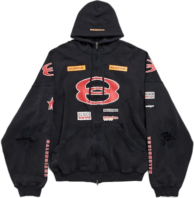 발렌시아가 로고 오버사이즈 집 후드 블랙 릴랙스 핏 스웨트셔츠. 826162TSVE11041 Buy 발렌시아가 로고 오버사이즈 집 후드 블랙 릴랙스 핏 스웨트셔츠. 826162TSVE11041