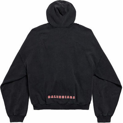 발렌시아가 로고 오버사이즈 집 후드 블랙 릴랙스 핏 스웨트셔츠. 826162TSVE11041 Lookbook 발렌시아가 로고 오버사이즈 집 후드 블랙 릴랙스 핏 스웨트셔츠. 826162TSVE11041