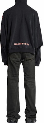 발렌시아가 로고 오버사이즈 집 후드 블랙 릴랙스 핏 스웨트셔츠. 826162TSVE11041 Purchase 발렌시아가 로고 오버사이즈 집 후드 블랙 릴랙스 핏 스웨트셔츠. 826162TSVE11041