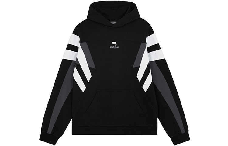 Balenciaga Logo Patchwork Hoodie Black 675322TLVA31150