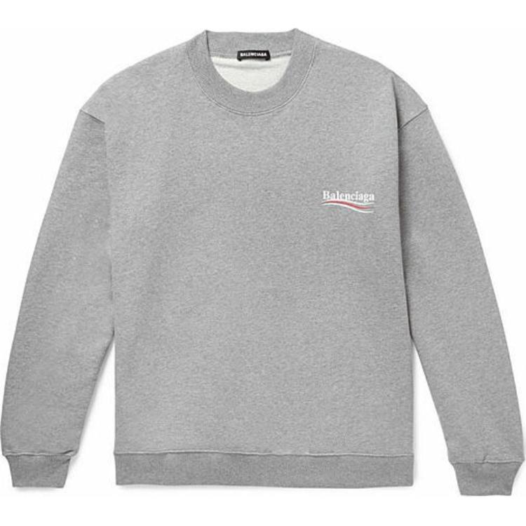 Balenciaga Logo Pattern Pullover Sweatshirt Gray Loose Fit 556147TBV141300