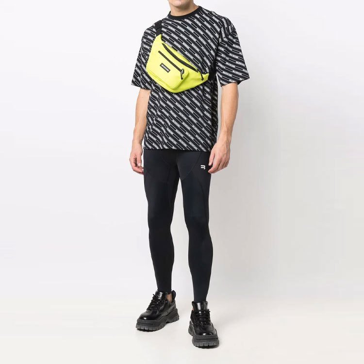 Shop Balenciaga 黑色Logo簡約款休閒長褲 (標準版型) 675332TKV121000