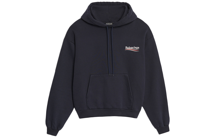 Balenciaga Logo Print Black Hoodie Loose Fit 570809TBV141000