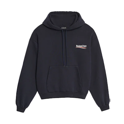 Balenciaga Logo Print Black Hoodie Loose Fit 570809TBV141000