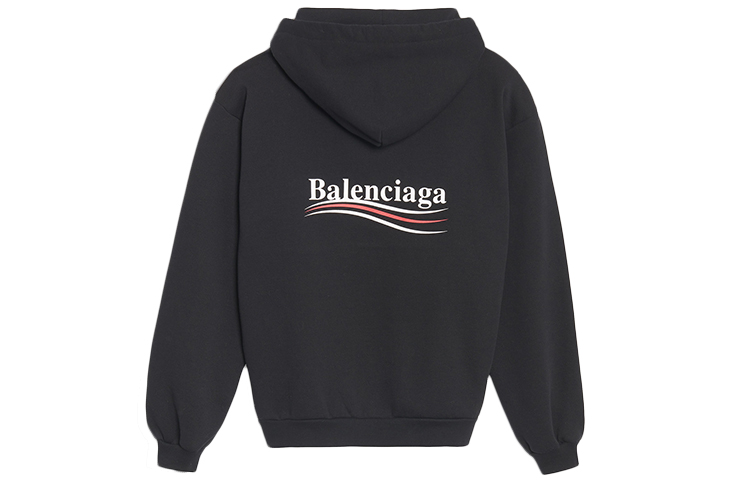 Balenciaga Logo Print Black Hoodie Loose Fit 570809TBV141000 圖 3