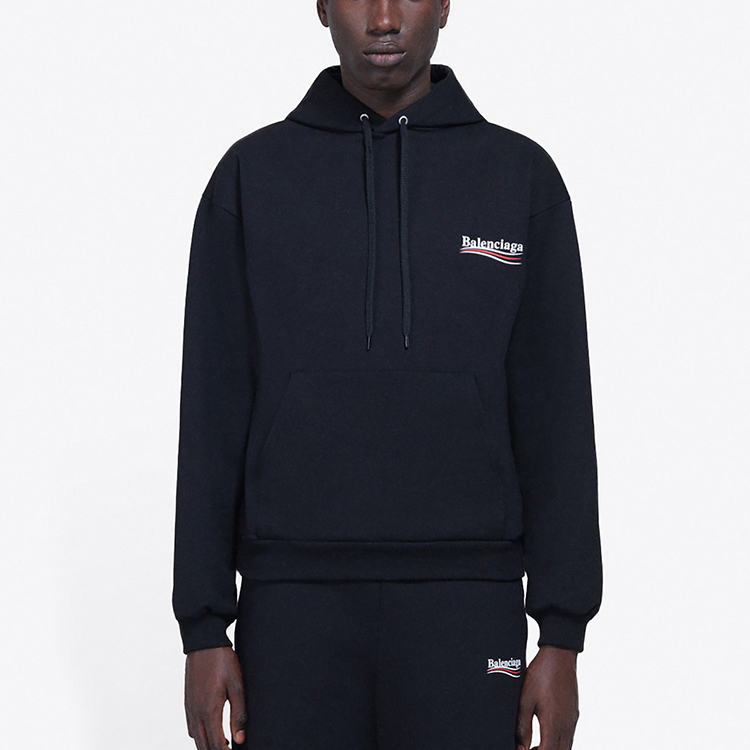 Balenciaga Logo Print Black Hoodie Loose Fit 570809TBV141000 圖 4