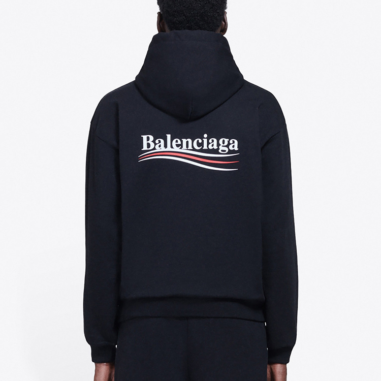 Balenciaga Logo Print Black Hoodie Loose Fit 570809TBV141000 圖 5