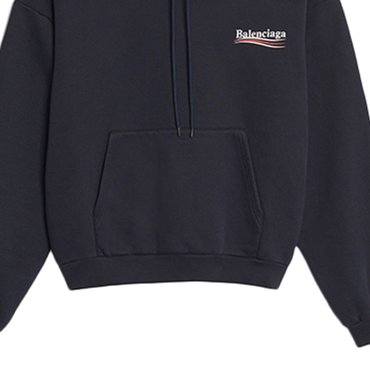 Balenciaga Logo Print Black Hoodie Loose Fit 570809TBV141000 圖 8