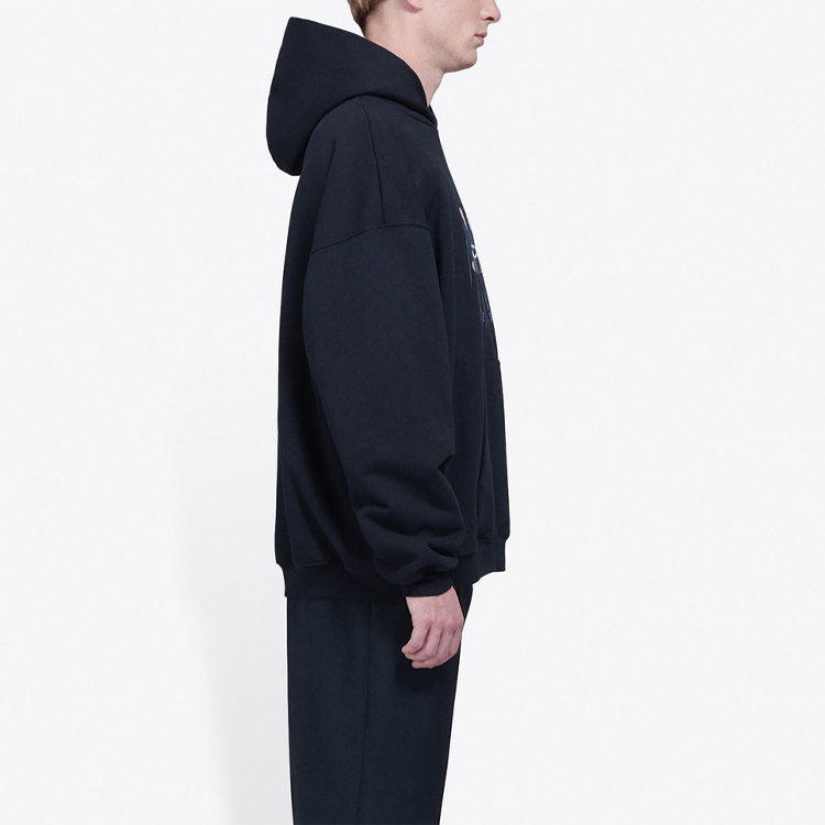 Sizing Balenciaga 黑色Logo印花寬鬆版型連帽上衣 男款 620973TIVA21000
