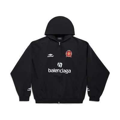Balenciaga Logo Print Black Hoodie Unisex Casual Long Sleeve Regular Fit 744457TPVS61070