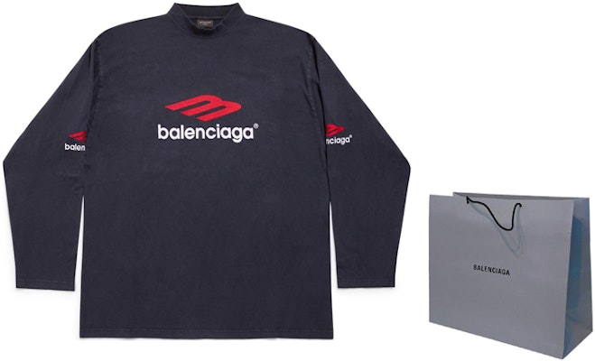 Balenciaga Logo Cetak Hitam Baju Lengan Panjang Oversized Unisex. 720250TPVD71470 Shop Balenciaga Logo Cetak Hitam Baju Lengan Panjang Oversized Unisex. 720250TPVD71470