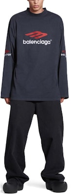 Balenciaga Logo Cetak Hitam Baju Lengan Panjang Oversized Unisex. 720250TPVD71470 Purchase Balenciaga Logo Cetak Hitam Baju Lengan Panjang Oversized Unisex. 720250TPVD71470