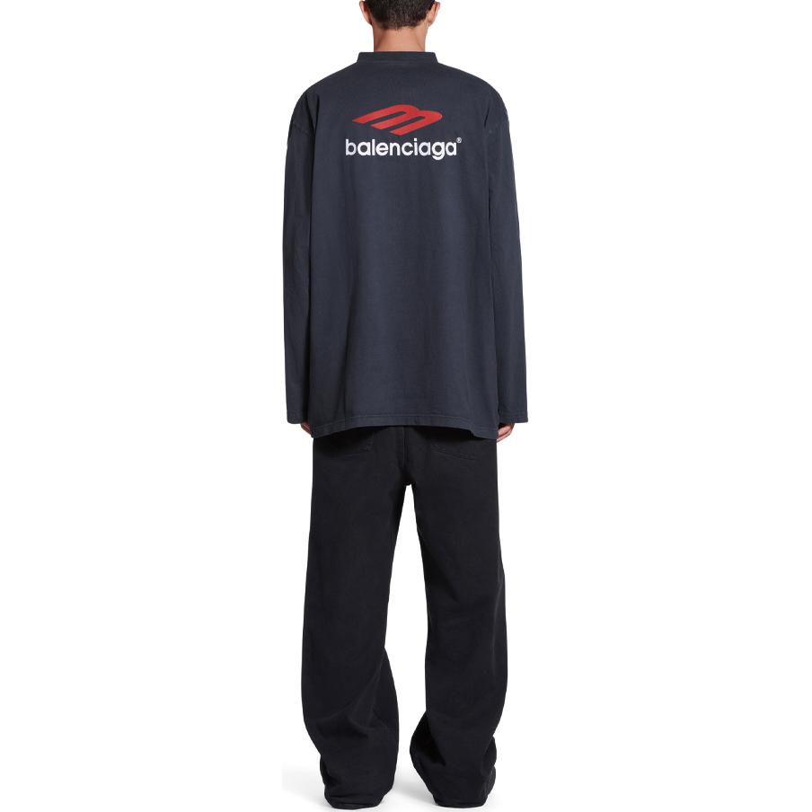 Details for Balenciaga Logo Cetak Hitam Baju Lengan Panjang Oversized Unisex. 720250TPVD71470