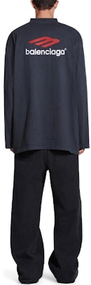 Balenciaga Logo Cetak Hitam Baju Lengan Panjang Oversized Unisex. 720250TPVD71470 Details for Balenciaga Logo Cetak Hitam Baju Lengan Panjang Oversized Unisex. 720250TPVD71470