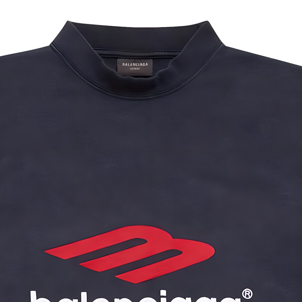 Cheap Balenciaga Logo Cetak Hitam Baju Lengan Panjang Oversized Unisex. 720250TPVD71470