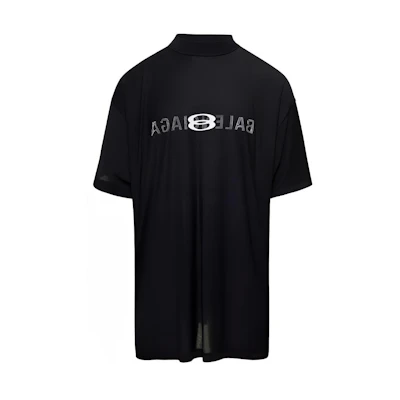 Balenciaga Logo Print Black Relaxed Fit Crewneck T-Shirt Mens Casual Tee 787358TQVJ41569