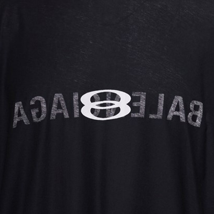 Balenciaga Logo Print Black Relaxed Fit Crewneck T-Shirt Mens Casual Tee 787358TQVJ41569 圖 4